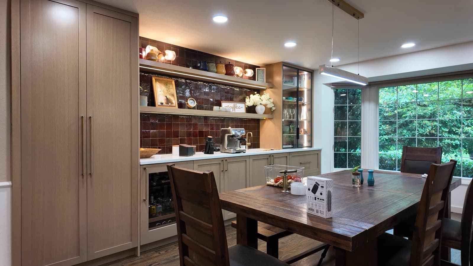 Finished lower-level bar and entertaining space built by ENF General Contracting