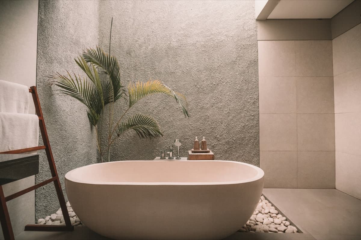 Spa master bathroom remodel with freestanding tub by ENF in Bellevue, WA
